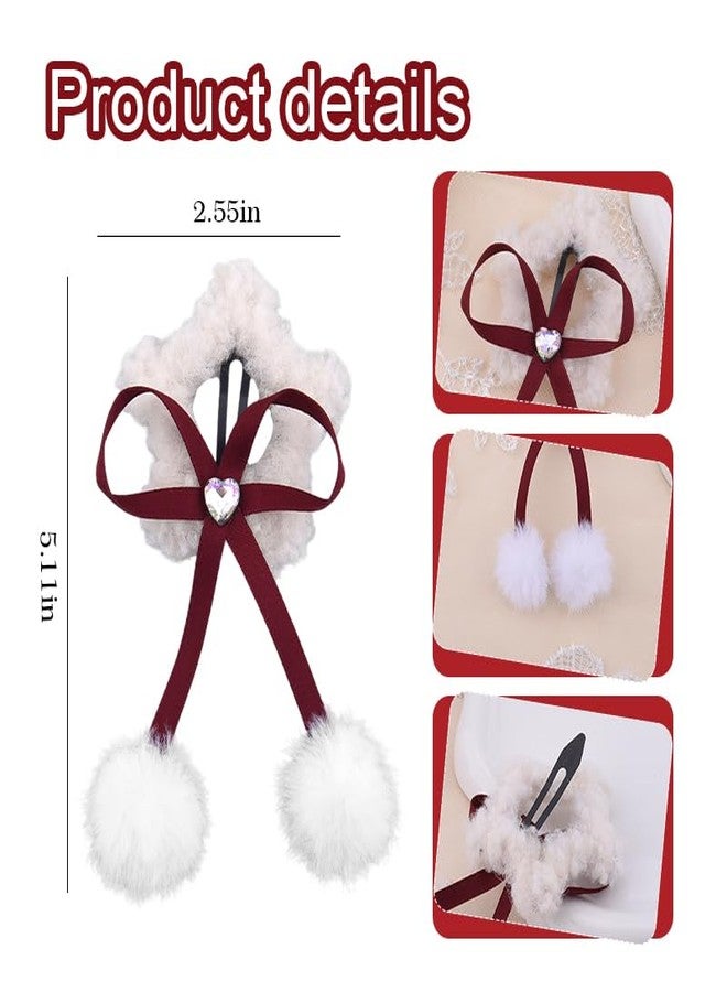 YangQian Star Bow Hair Clips Accessories Holiday Christmas Barrettes for Girls Womens Princess Hair Bows for Party Snap Hairclip Barrettes for Daily Use Fluffy Plush Side Clip Non Slip Dance Festival Hairclips - Image 5